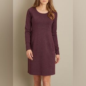 Duluth Trading Co. Burgundy Wearwithall Ponte Knit Dress Long Sleeve Stretch